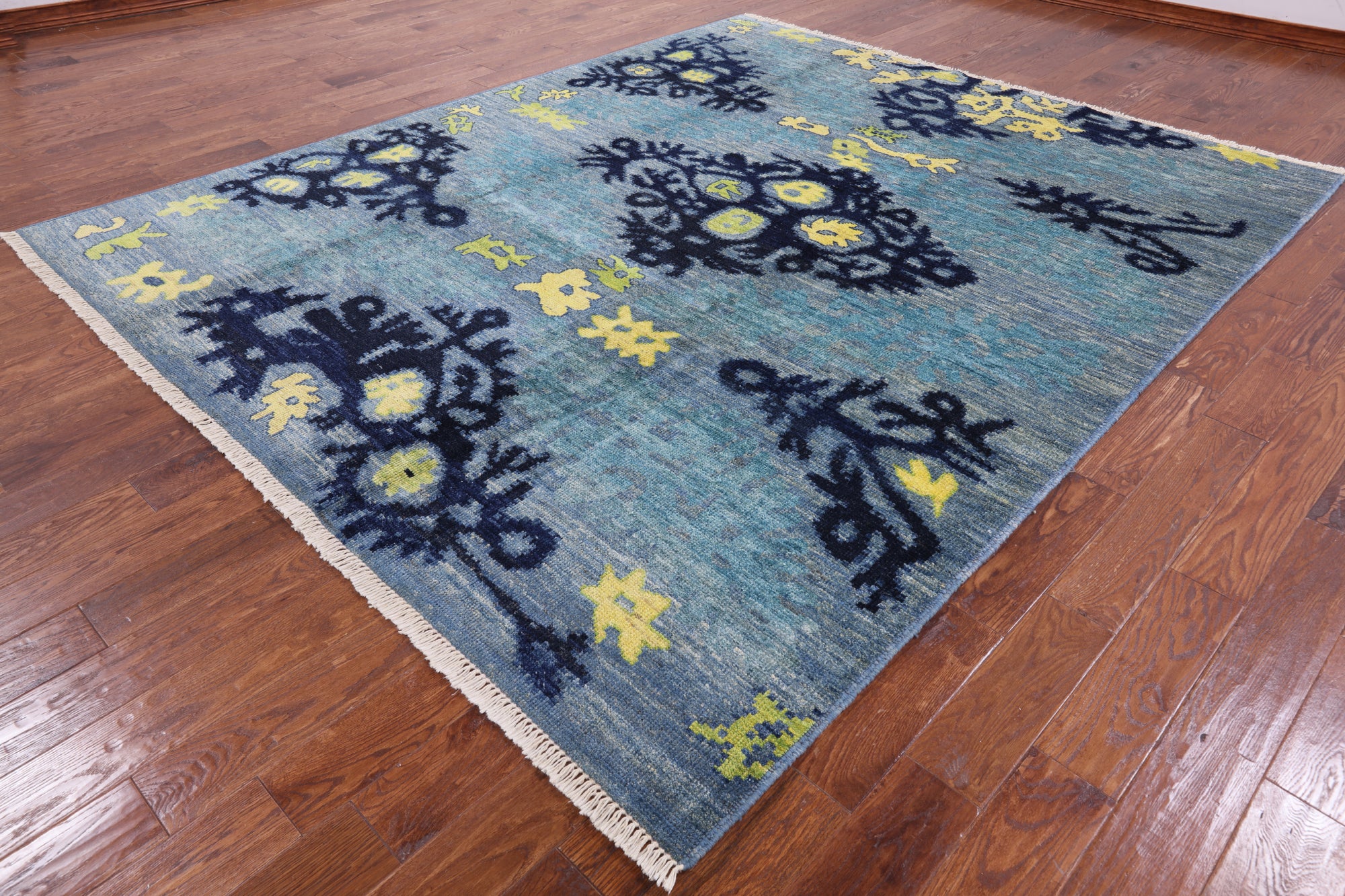 Ikat Hand Knotted Wool Area Rug - 8' 4" X 10' 0" - Golden Nile