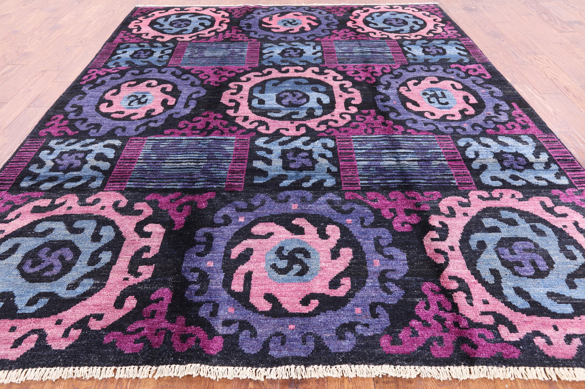 Ikat Handmade Wool Area Rug - 8' 5" X 9' 8" - Golden Nile