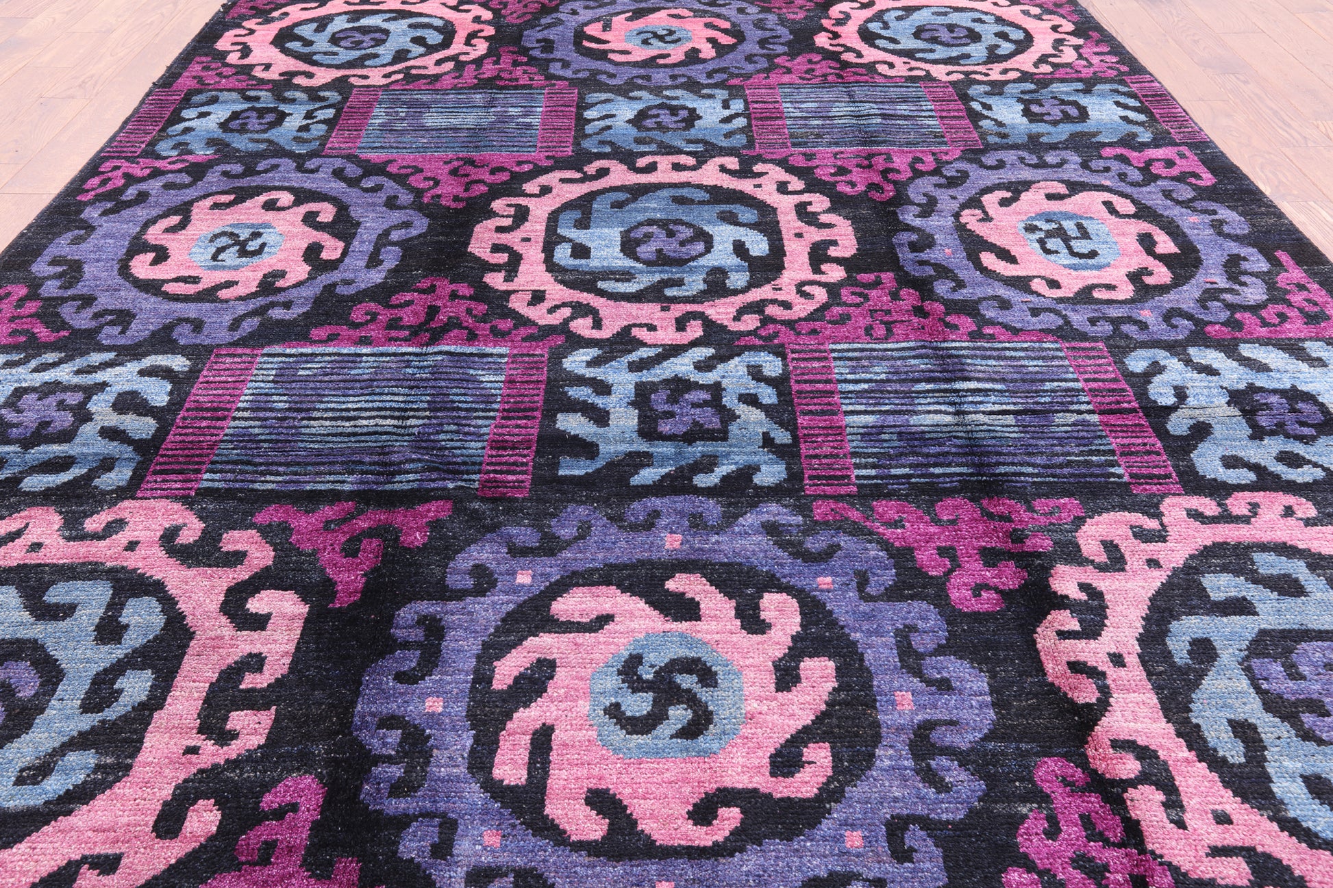 Ikat Handmade Wool Area Rug - 8' 5" X 9' 8" - Golden Nile