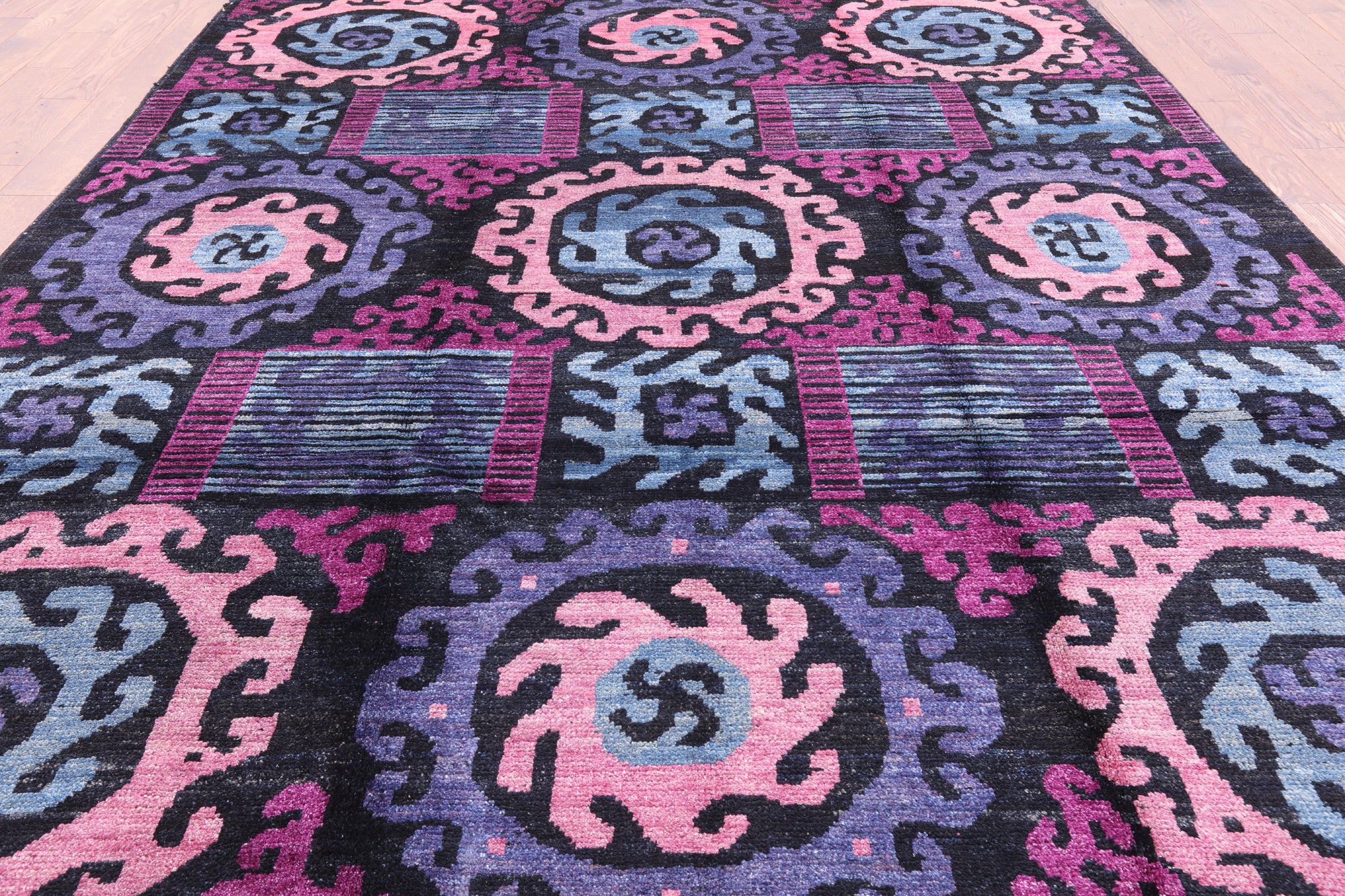 Ikat Handmade Wool Area Rug - 8' 5" X 9' 8" - Golden Nile