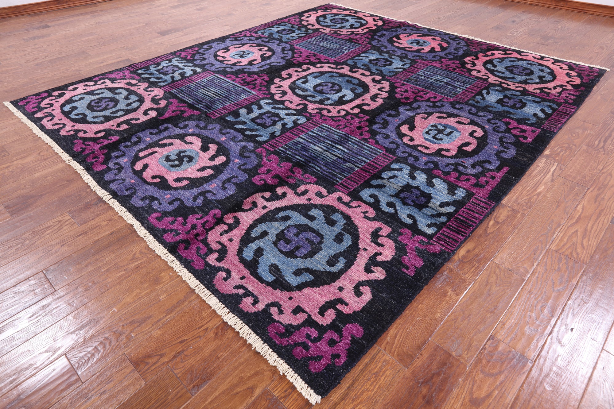 Ikat Handmade Wool Area Rug - 8' 5" X 9' 8" - Golden Nile