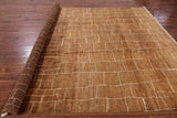 Brown Moroccan Hand Knotted Area Rug - 7' 10" X 9' 9" - Golden Nile