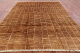 Brown Moroccan Hand Knotted Area Rug - 7' 10" X 9' 9" - Golden Nile