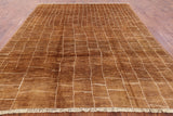 Brown Moroccan Hand Knotted Area Rug - 7' 10" X 9' 9" - Golden Nile