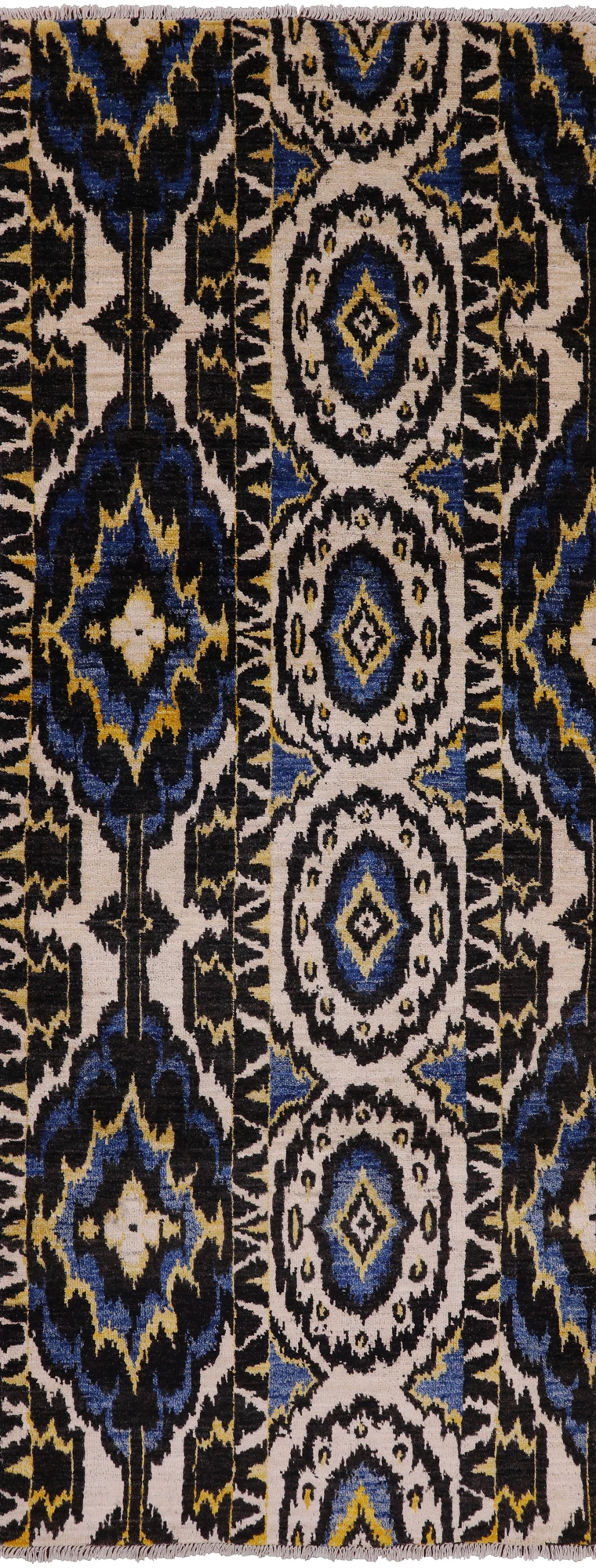 Ikat Hand Knotted Wool Runner Rug - 4' 0" X 10' 5" - Golden Nile