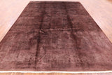 Brown Full Pile Overdyed Handmade Wool Rug - 9' 0" X 11' 8" - Golden Nile