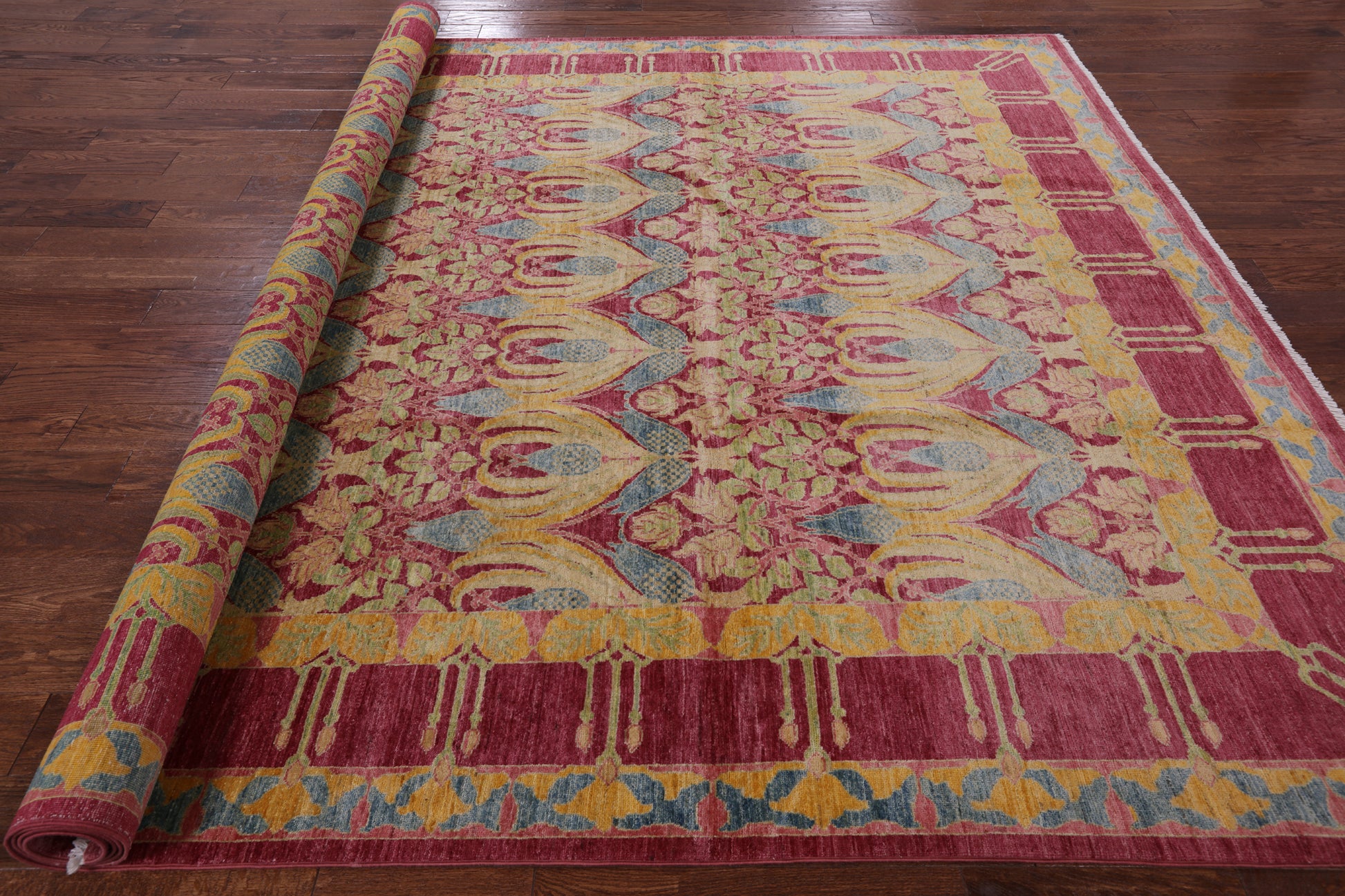 William Morris Hand Knotted Wool Area Rug - 8' 10" X 11' 9" - Golden Nile
