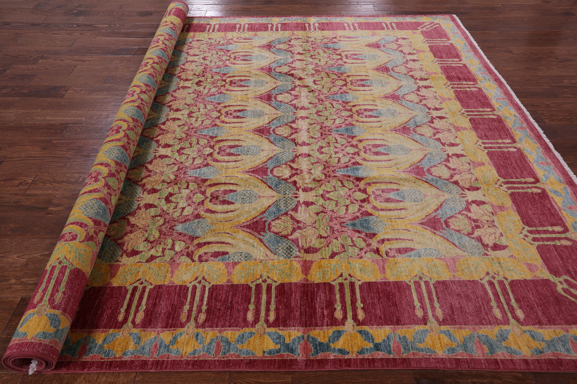 William Morris Hand Knotted Wool Area Rug - 8' 10" X 11' 9" - Golden Nile