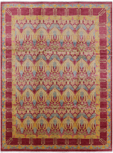 William Morris Hand Knotted Wool Area Rug - 8' 10" X 11' 9" - Golden Nile