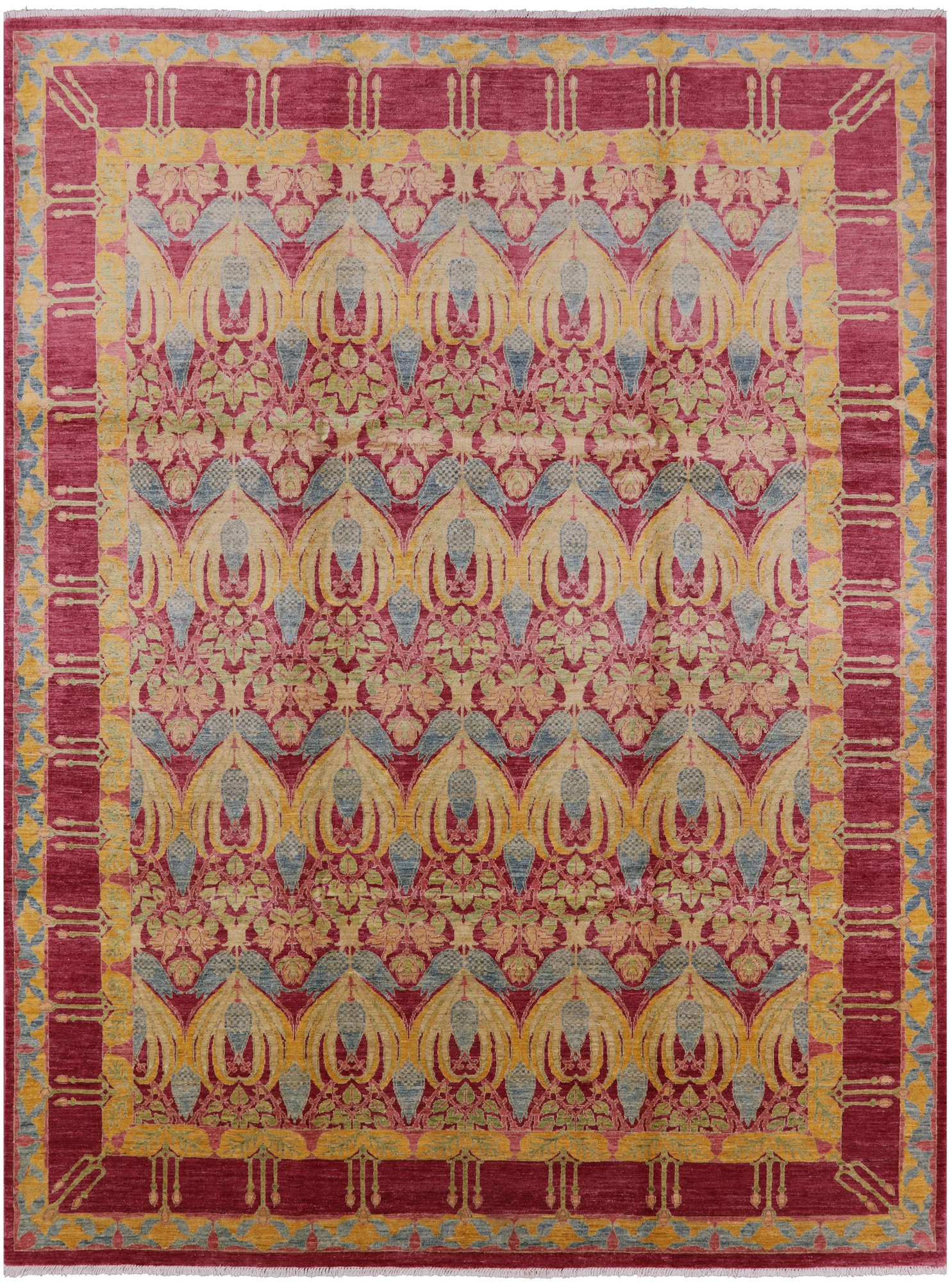 William Morris Hand Knotted Wool Area Rug - 8' 10" X 11' 9" - Golden Nile