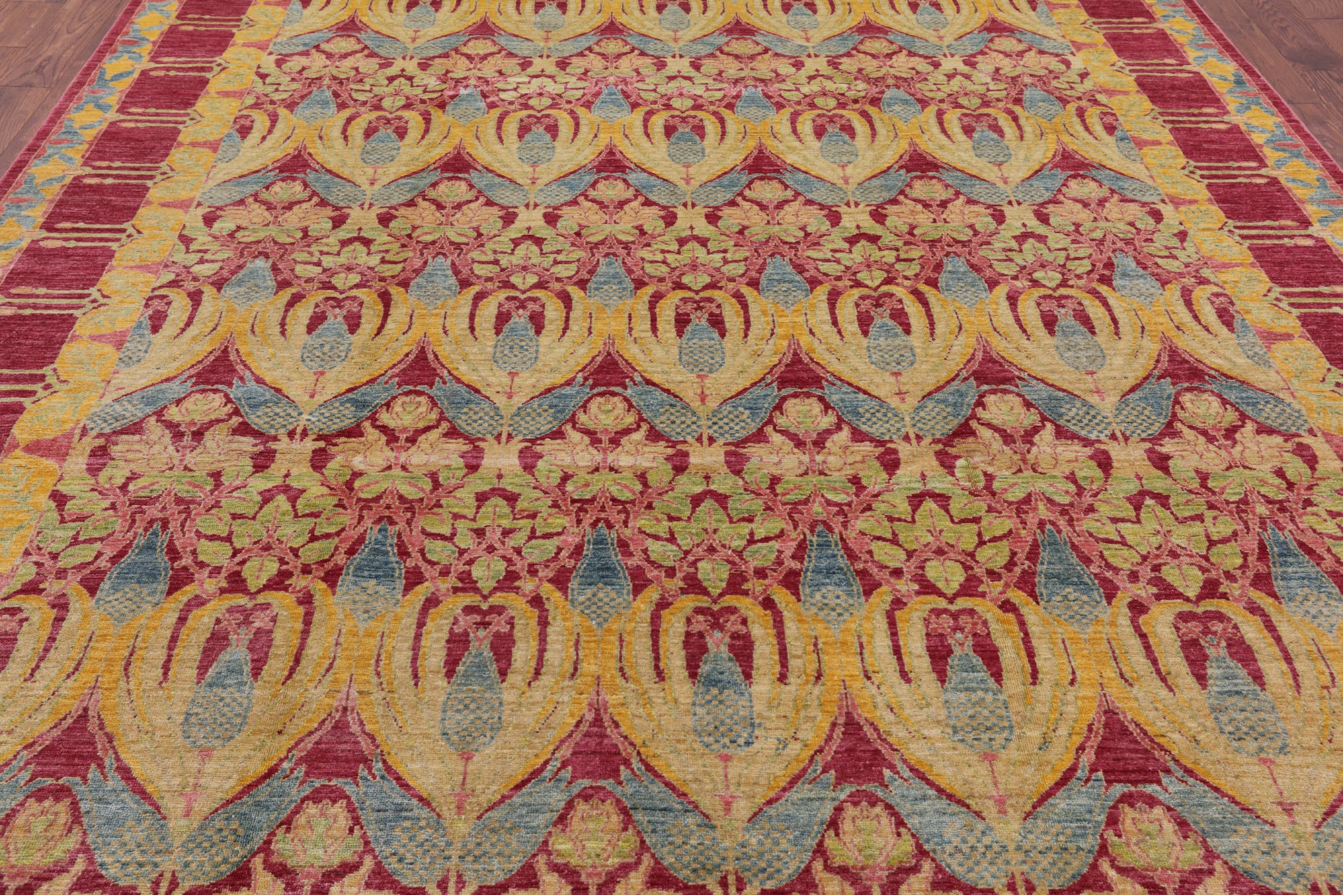William Morris Hand Knotted Wool Area Rug - 8' 10" X 11' 9" - Golden Nile