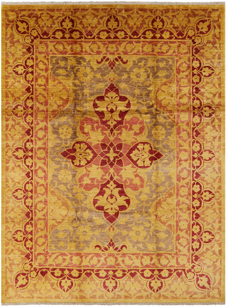 William Morris Hand Knotted Wool Area Rug - 9' 0" X 12' 0" - Golden Nile