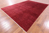 Red Full Pile Overdyed Hand Knotted Rug - 9' 7" X 13' 6" - Golden Nile