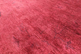 Red Full Pile Overdyed Hand Knotted Rug - 9' 7" X 13' 6" - Golden Nile