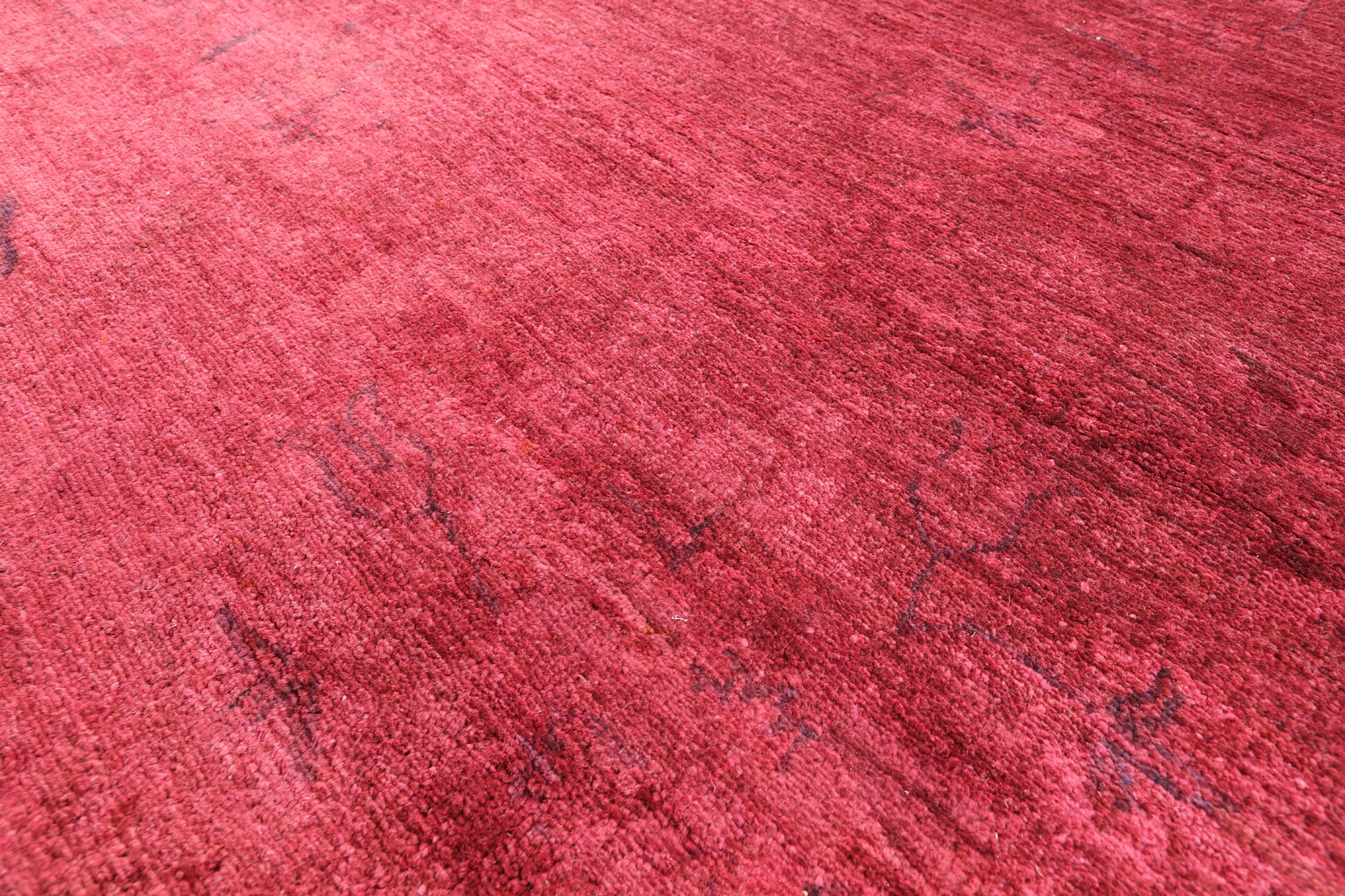 Red Full Pile Overdyed Hand Knotted Rug - 9' 7" X 13' 6" - Golden Nile