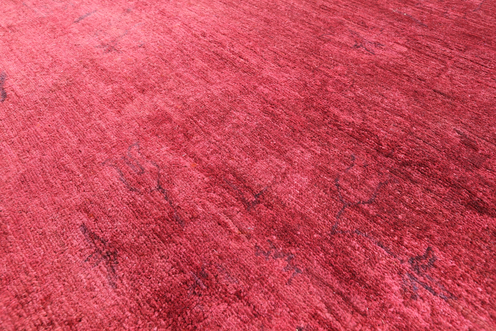 Red Full Pile Overdyed Hand Knotted Rug - 9' 7" X 13' 6" - Golden Nile