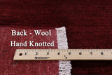 Red Full Pile Overdyed Hand Knotted Rug - 9' 7" X 13' 6" - Golden Nile
