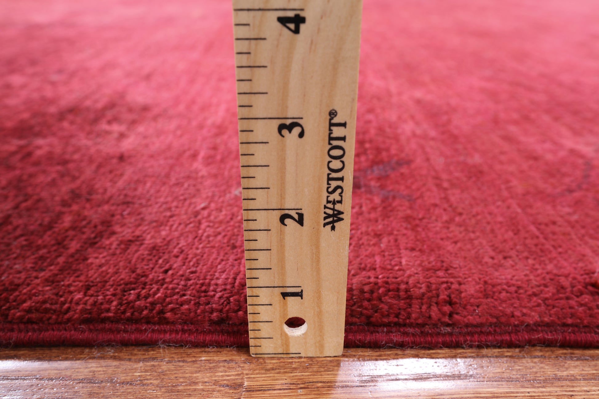 Red Full Pile Overdyed Hand Knotted Rug - 9' 7" X 13' 6" - Golden Nile