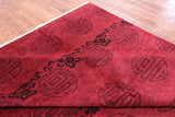 Red Full Pile Overdyed Handmade Wool Rug - 9' 1" X 12' 1" - Golden Nile