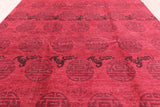 Red Full Pile Overdyed Handmade Wool Rug - 9' 1" X 12' 1" - Golden Nile