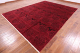 Red Full Pile Overdyed Handmade Wool Rug - 9' 1" X 12' 1" - Golden Nile