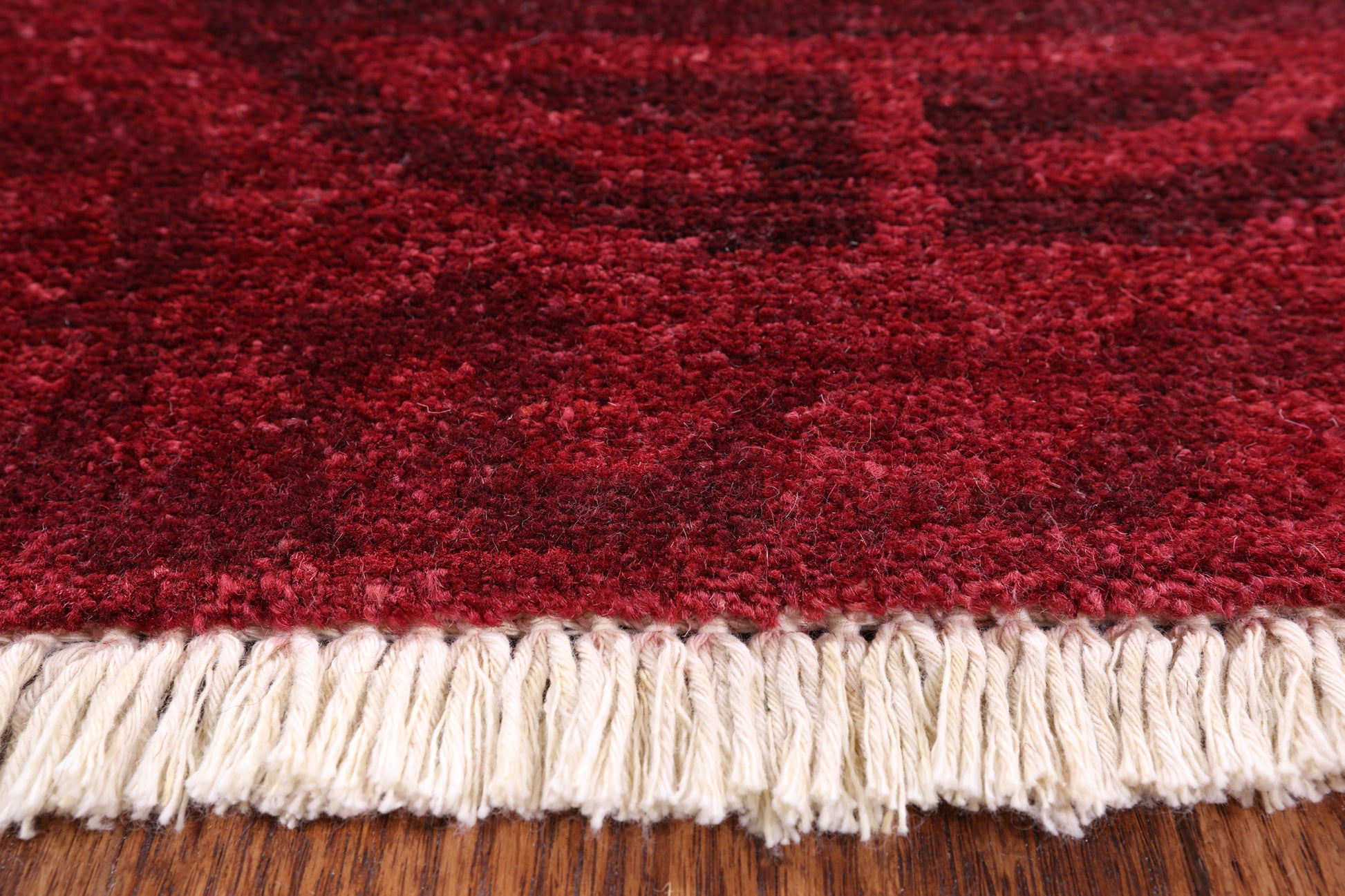 Red Full Pile Overdyed Handmade Wool Rug - 9' 1" X 12' 1" - Golden Nile