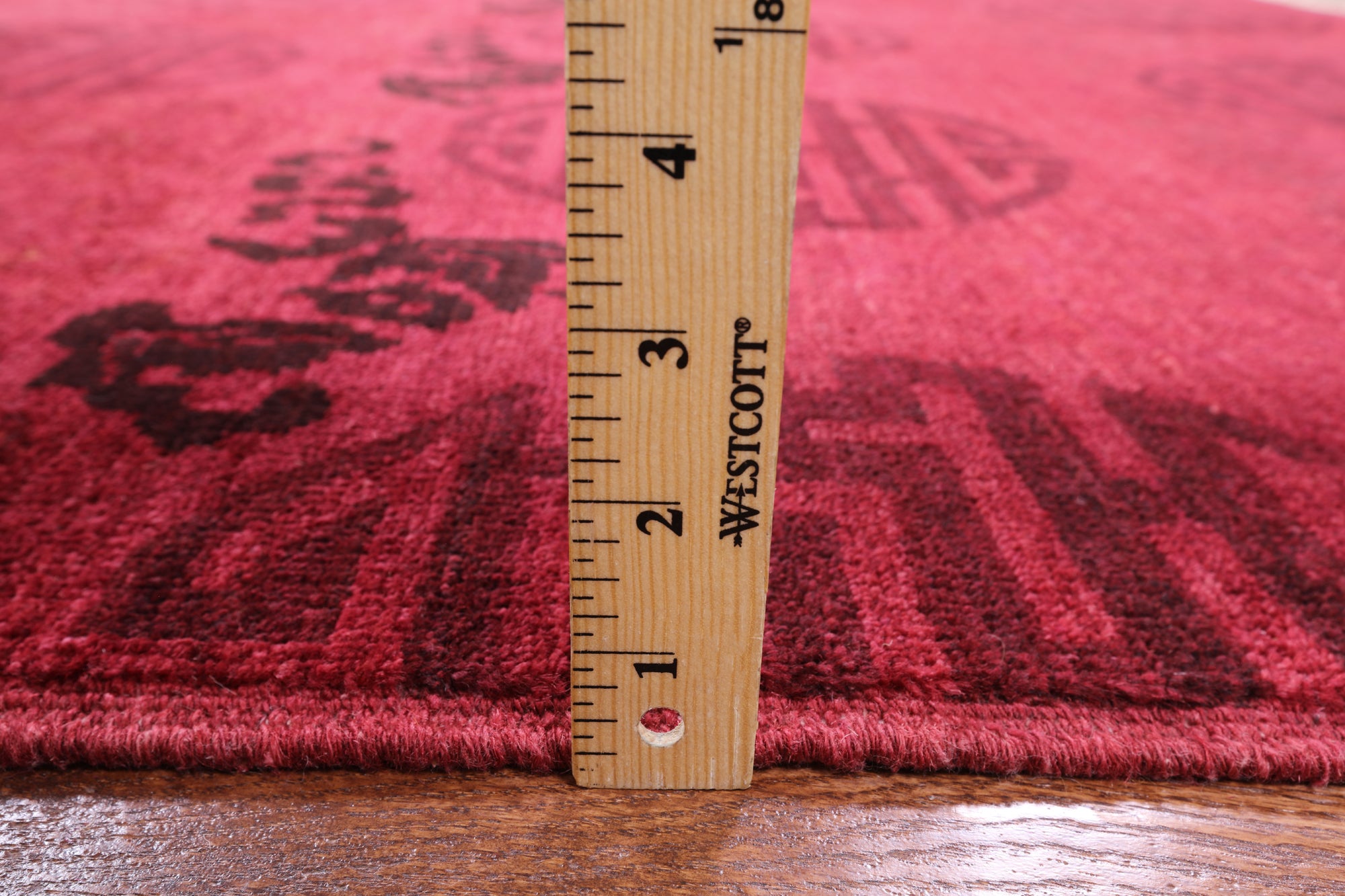 Red Full Pile Overdyed Handmade Wool Rug - 9' 1" X 12' 1" - Golden Nile