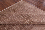 Brown Moroccan Hand Knotted Rug - 8' 10" X 11' 8" - Golden Nile