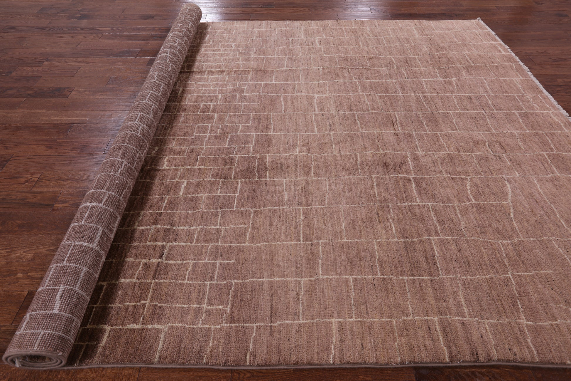 Brown Moroccan Hand Knotted Rug - 8' 10" X 11' 8" - Golden Nile