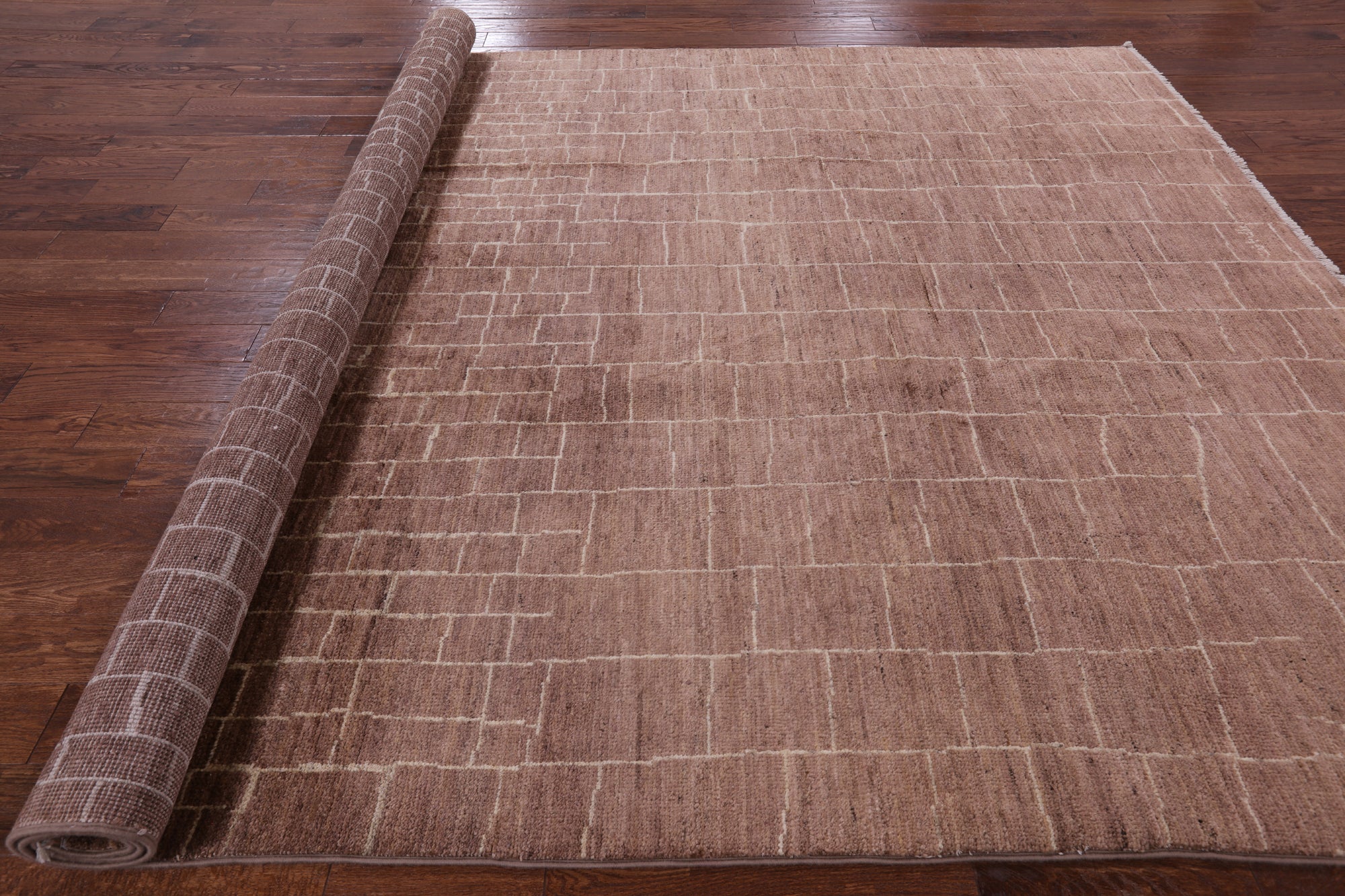Brown Moroccan Hand Knotted Rug - 8' 10" X 11' 8" - Golden Nile