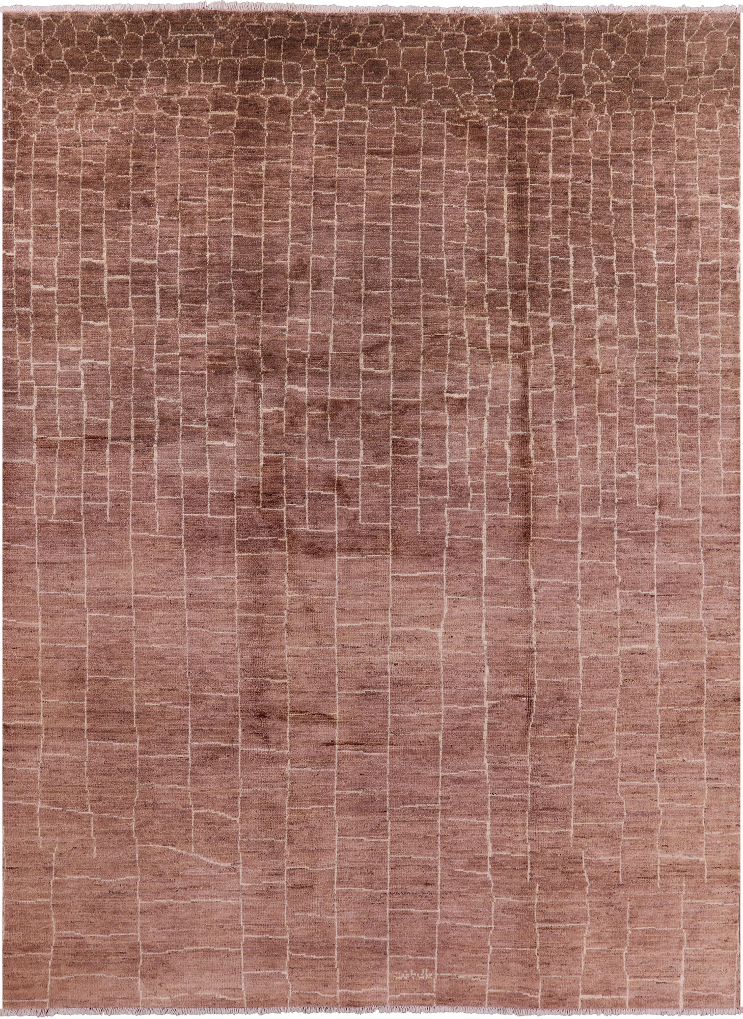 Brown Moroccan Hand Knotted Rug - 8' 10" X 11' 8" - Golden Nile