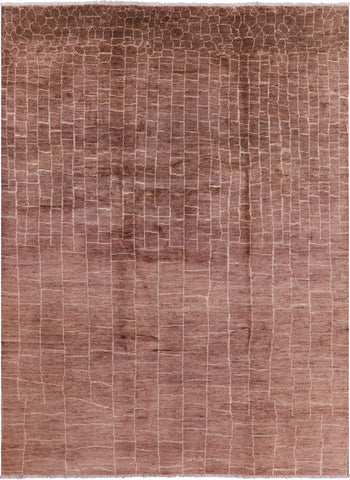 Brown Moroccan Hand Knotted Rug - 8' 10