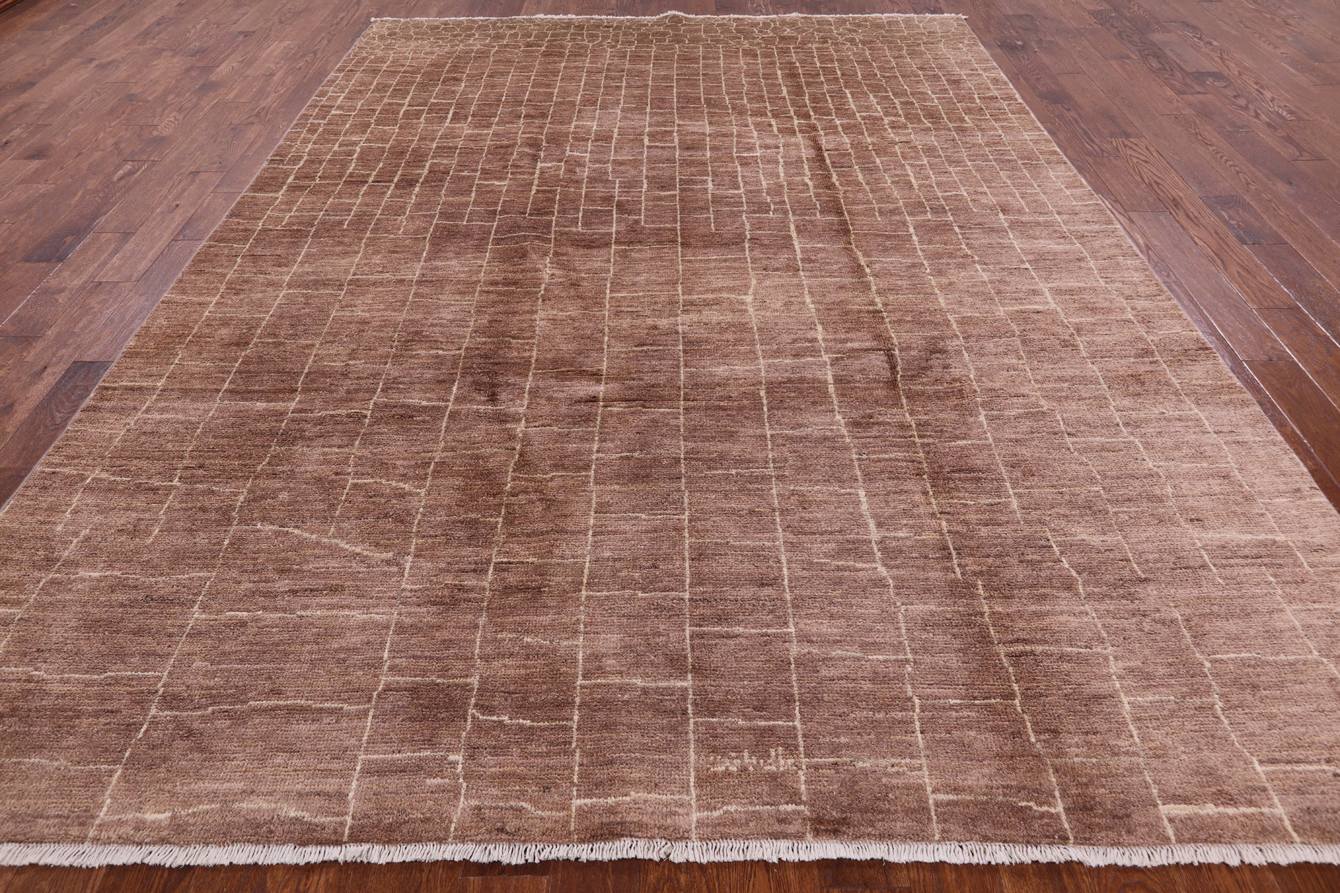 Brown Moroccan Hand Knotted Rug - 8' 10" X 11' 8" - Golden Nile