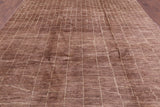 Brown Moroccan Hand Knotted Rug - 8' 10" X 11' 8" - Golden Nile