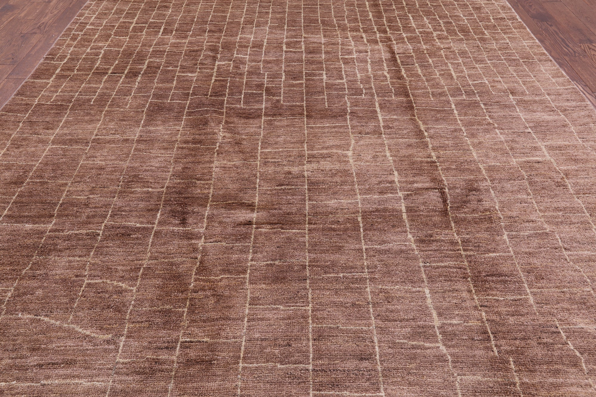 Brown Moroccan Hand Knotted Rug - 8' 10" X 11' 8" - Golden Nile