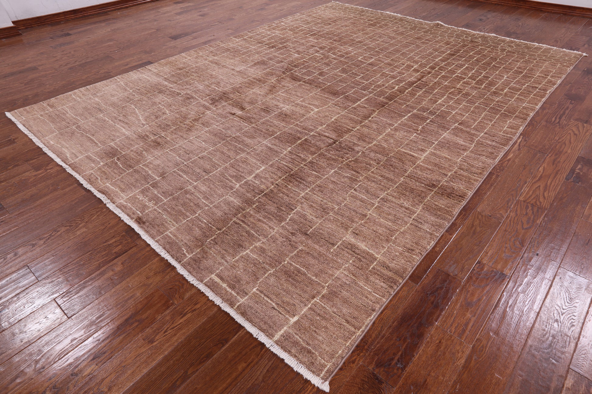 Brown Moroccan Hand Knotted Rug - 8' 10" X 11' 8" - Golden Nile
