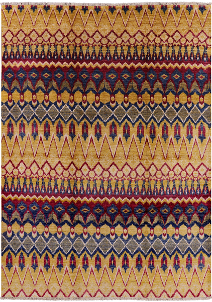 Ikat Handmade Wool Area Rug - 8' 10" X 12' 3" - Golden Nile