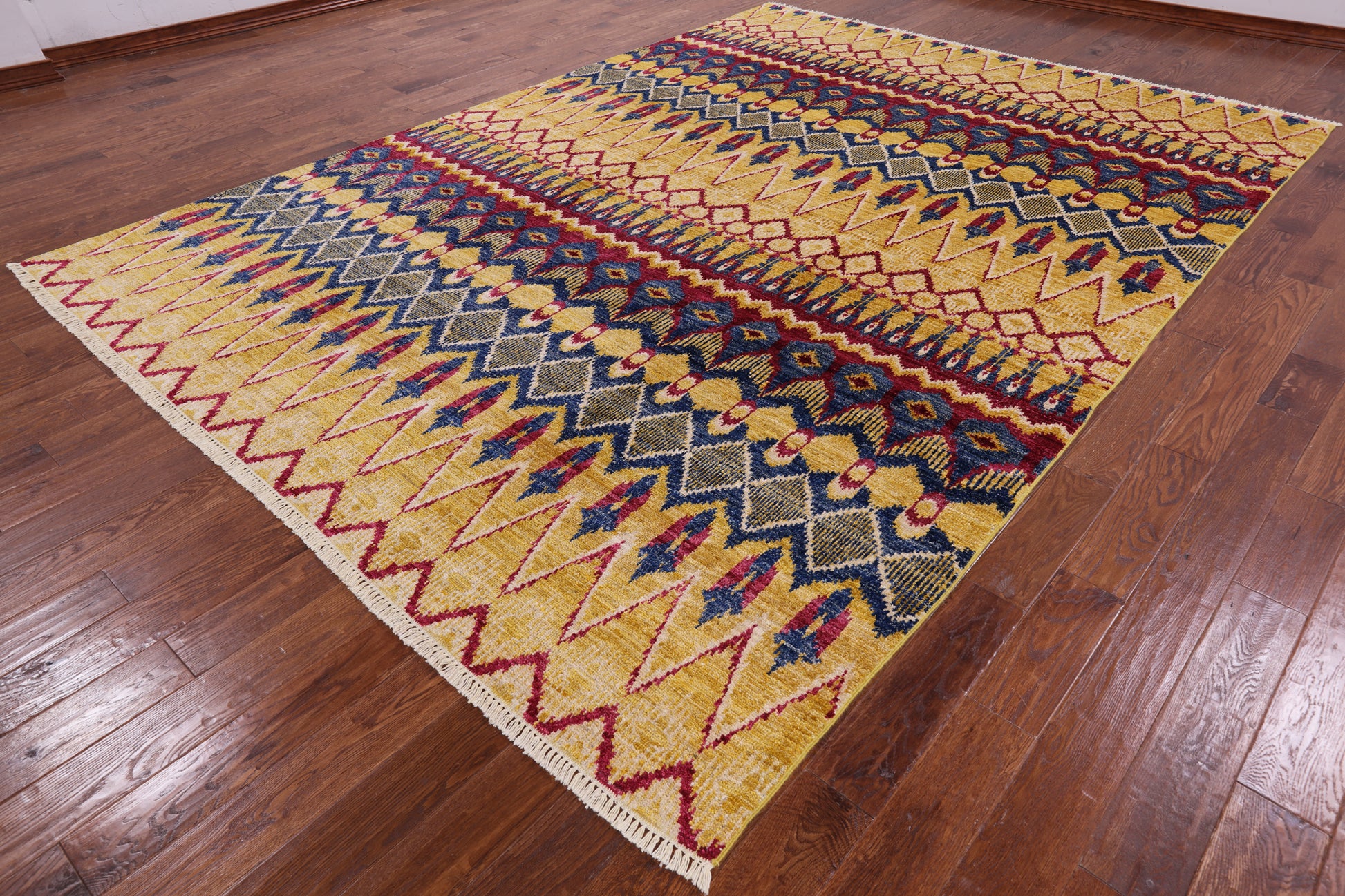 Ikat Handmade Wool Area Rug - 8' 10" X 12' 3" - Golden Nile