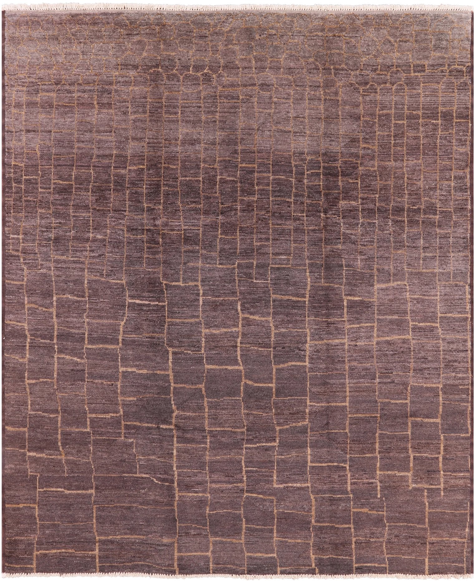 Brown Moroccan Hand Knotted Rug - 8' 3" X 9' 9" - Golden Nile