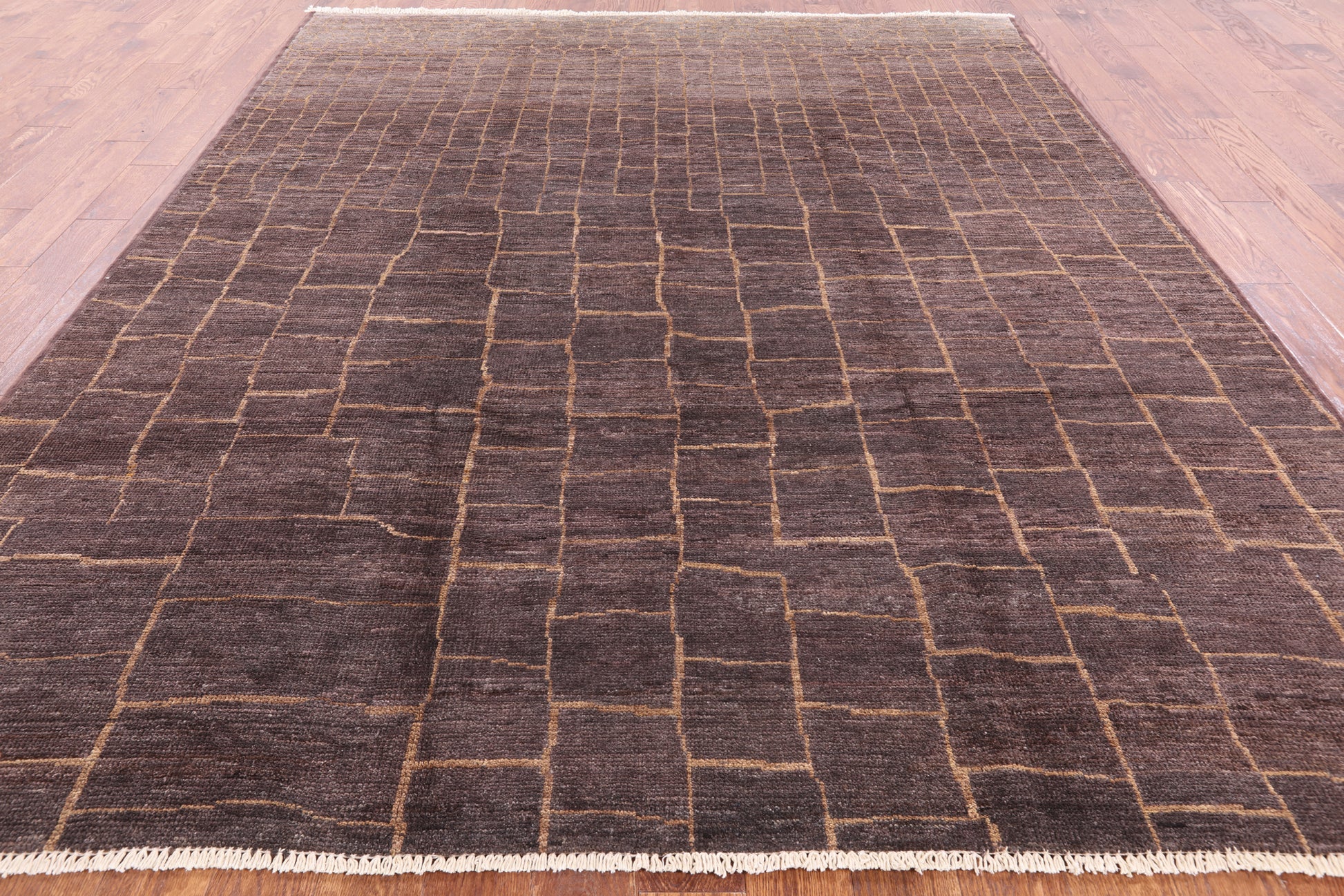 Brown Moroccan Hand Knotted Rug - 8' 3" X 9' 9" - Golden Nile