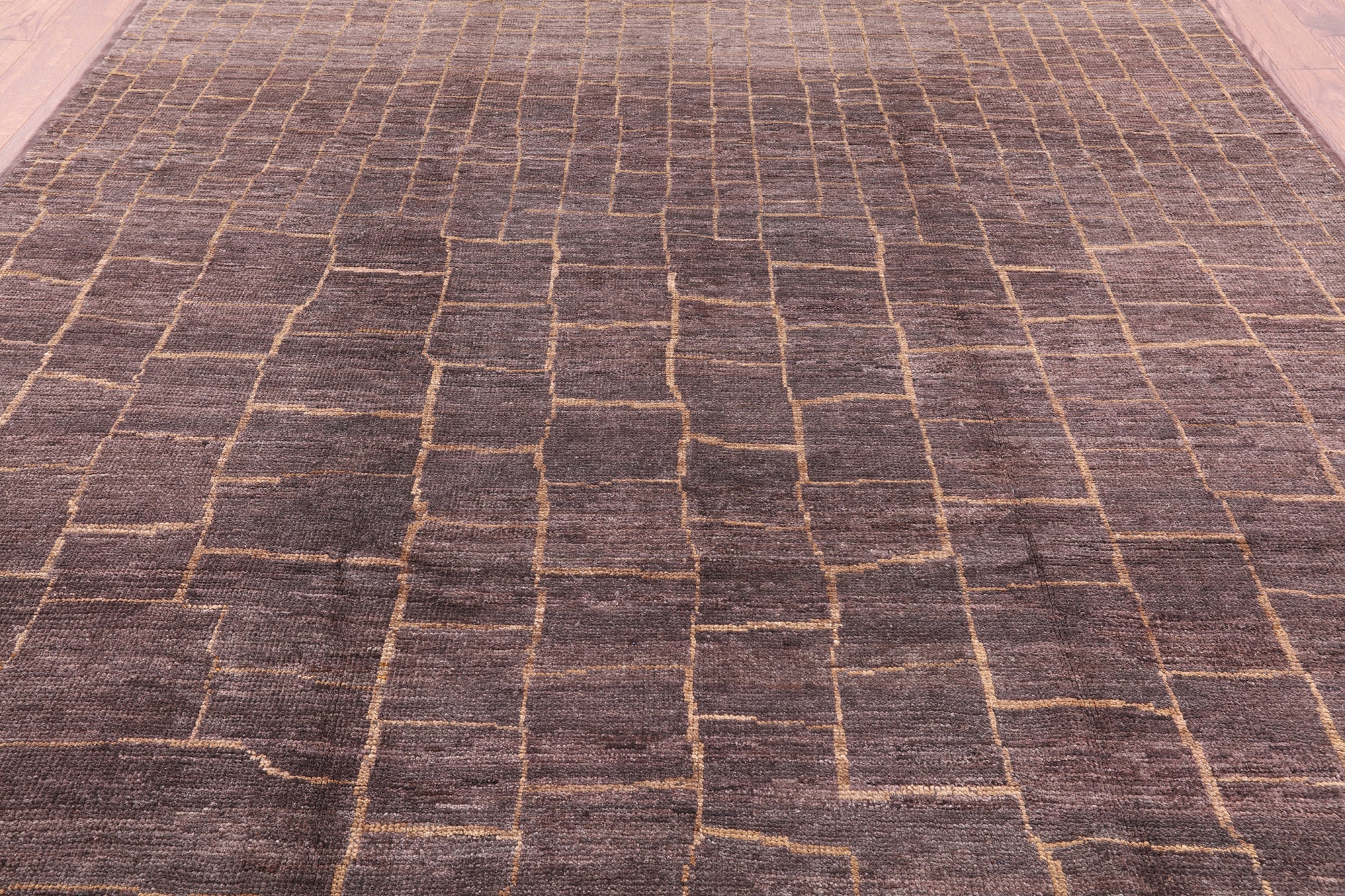 Brown Moroccan Hand Knotted Rug - 8' 3" X 9' 9" - Golden Nile