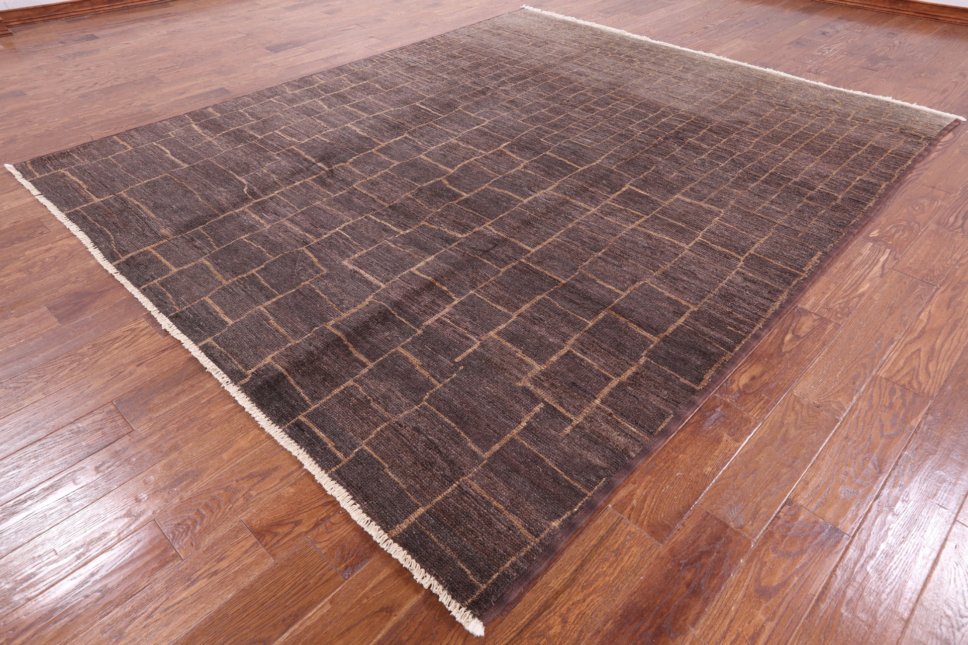 Brown Moroccan Hand Knotted Rug - 8' 3" X 9' 9" - Golden Nile