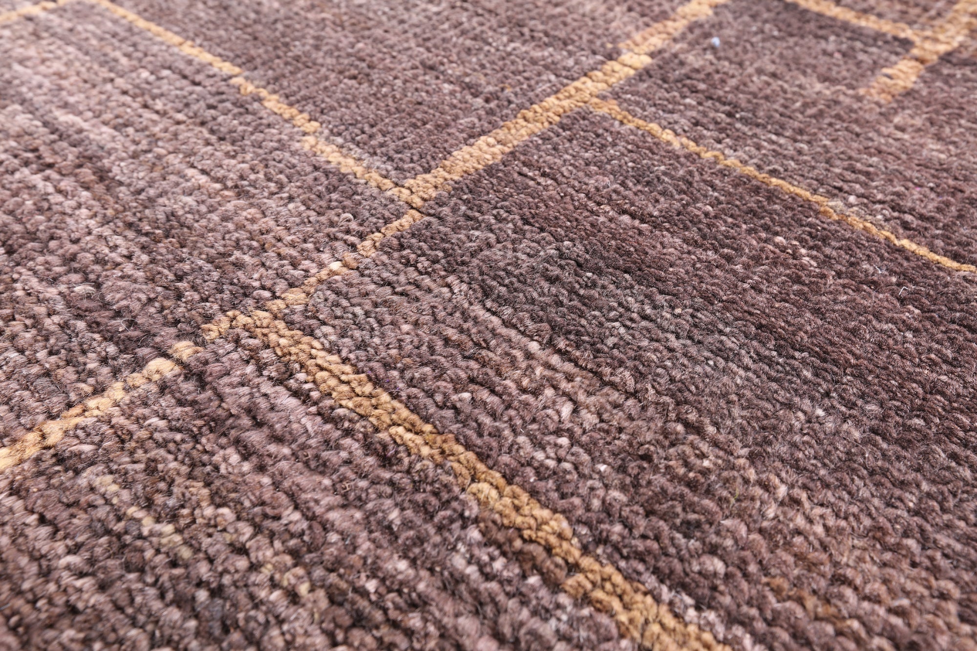 Brown Moroccan Hand Knotted Rug - 8' 3" X 9' 9" - Golden Nile