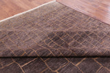 Brown Moroccan Hand Knotted Rug - 8' 3" X 9' 9" - Golden Nile