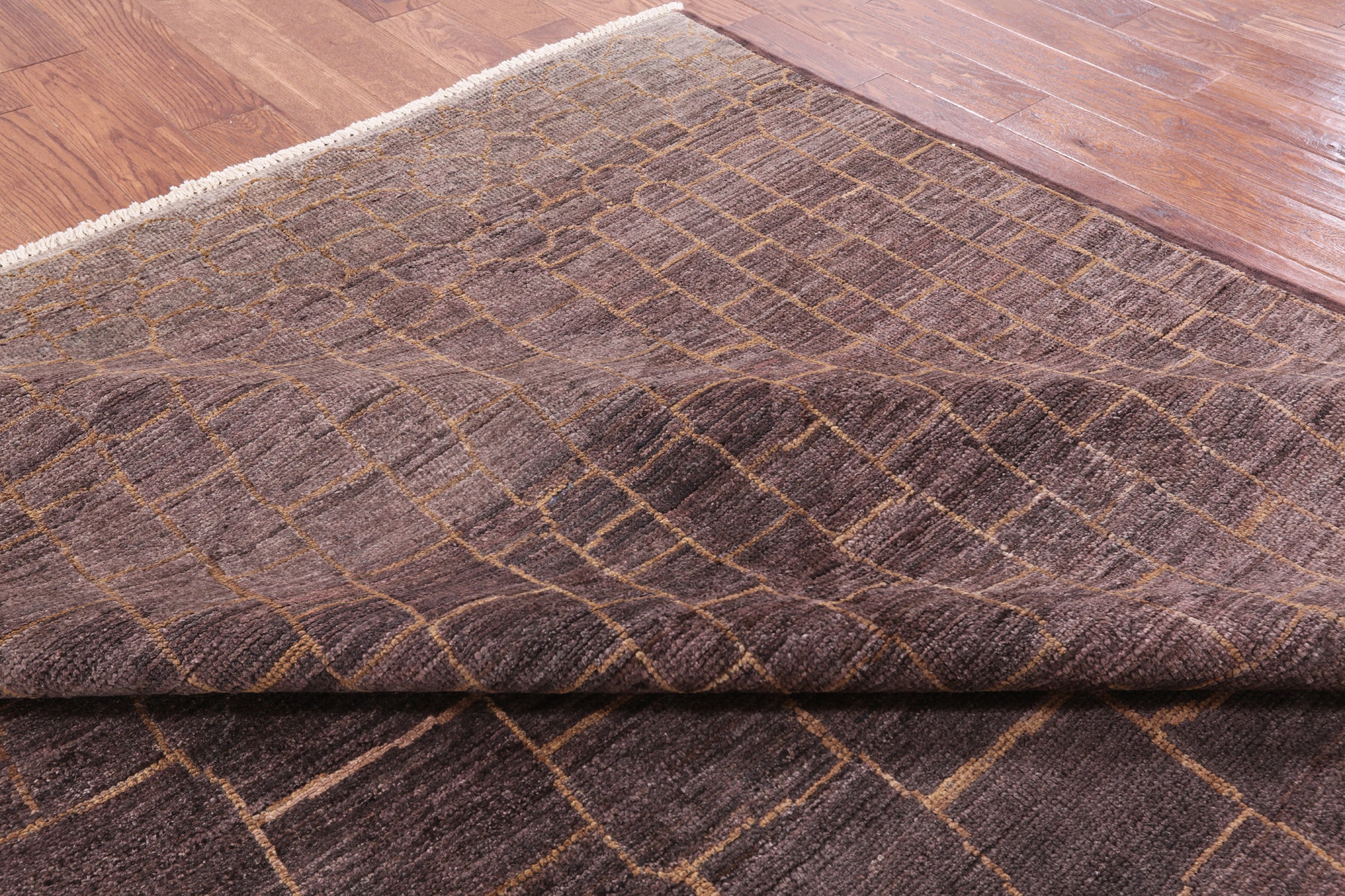Brown Moroccan Hand Knotted Rug - 8' 3" X 9' 9" - Golden Nile