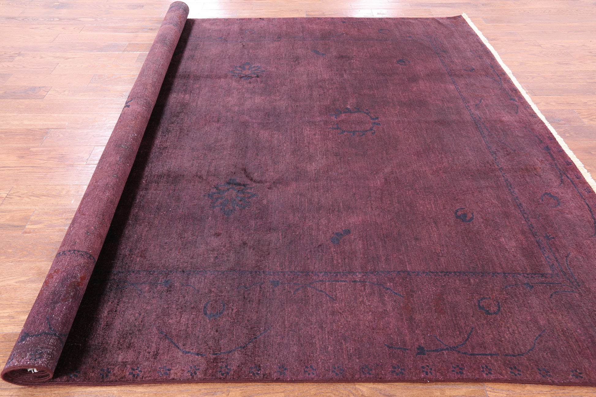 Overdyed Full Pile Hand Knotted Wool Rug - 8' 0" X 9' 5" - Golden Nile