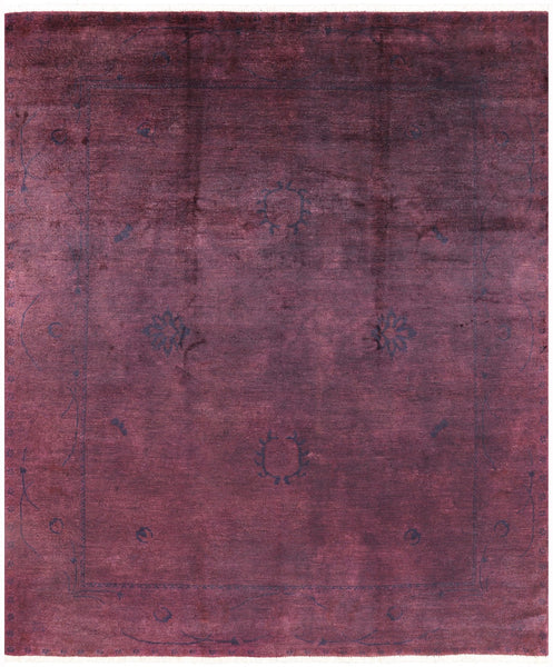 Overdyed Full Pile Hand Knotted Wool Rug - 8' 0" X 9' 5" - Golden Nile