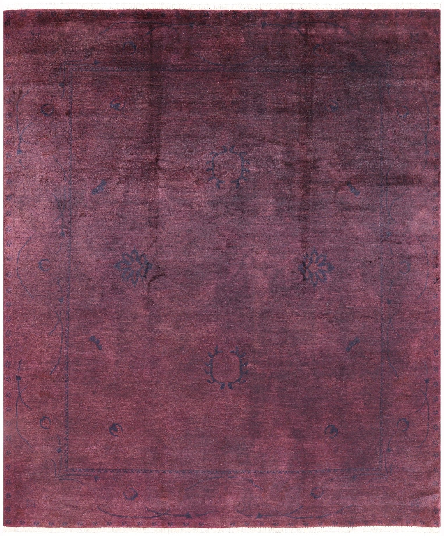 Overdyed Full Pile Hand Knotted Wool Rug - 8' 0" X 9' 5" - Golden Nile