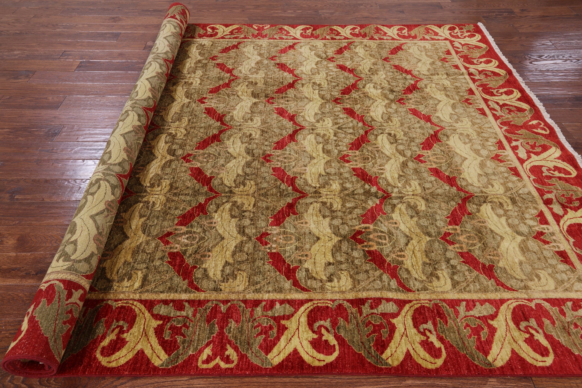 William Morris Hand Knotted Area Rug - 7' 10" X 9' 9" - Golden Nile