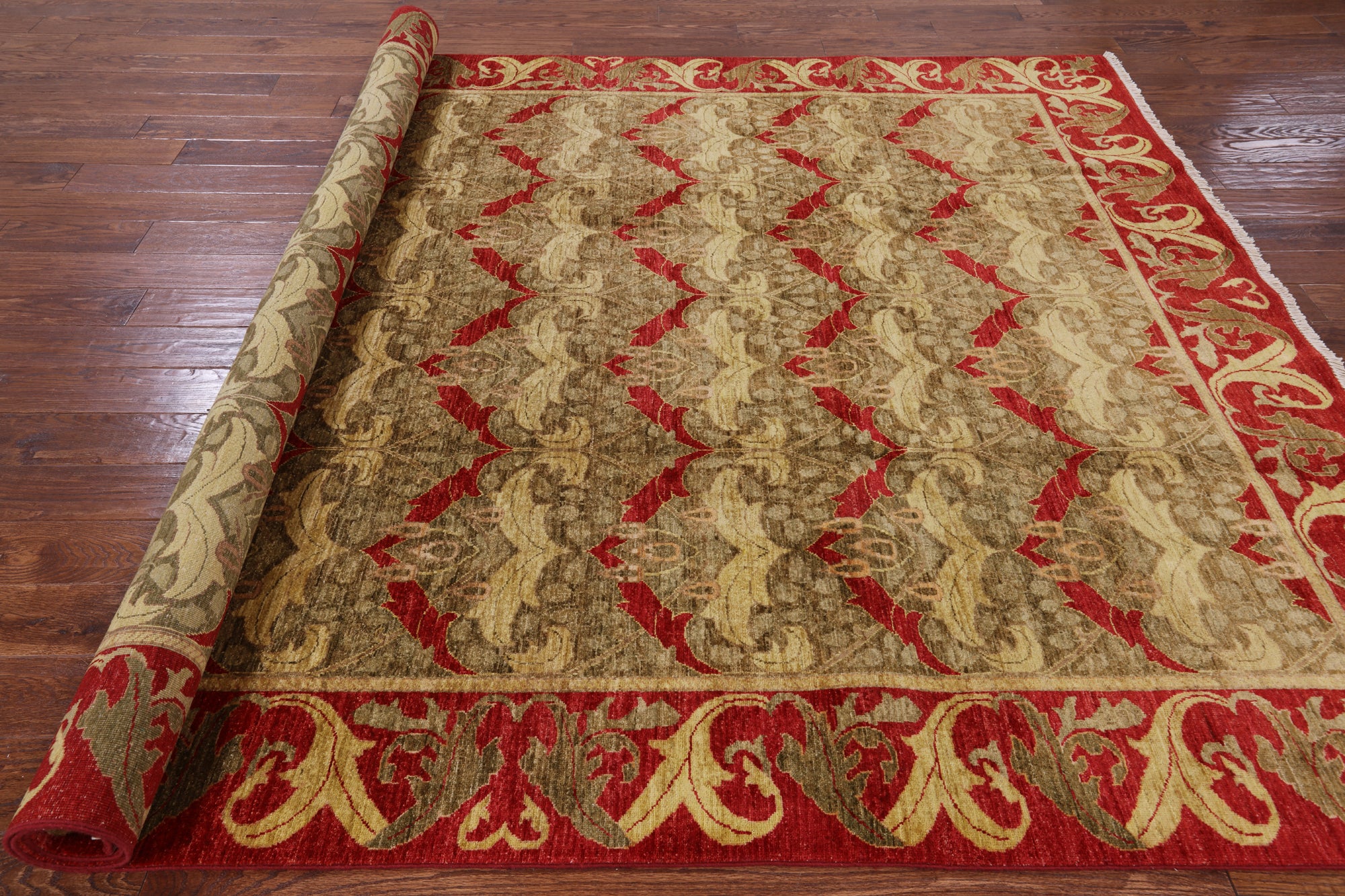 William Morris Hand Knotted Area Rug - 7' 10" X 9' 9" - Golden Nile